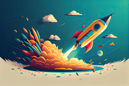 Cartoon vector illustration education concept. Education helps us go further and faster.Generative AIの素材