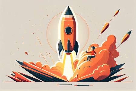 Cartoon vector illustration education concept. Education helps us go further and faster.Generative AIの素材