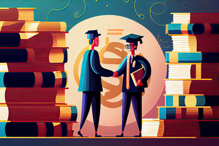 Scholarship, student loan, student loan, education budget, re education or graduation businessmen.Generative AIの素材