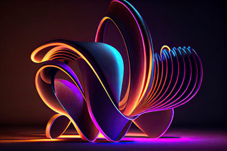 colorful background with abstract shape glowing in ultraviolet spectrum, curvy neon lines.Generative AIの素材