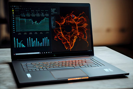 Laptop with analytical data.Generative AIの素材