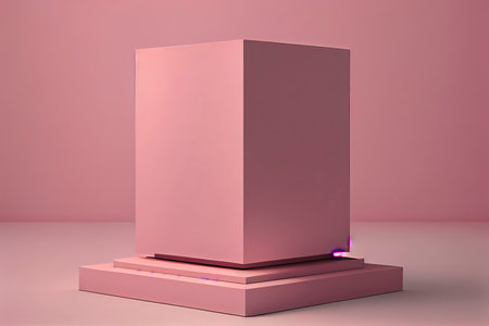 Square pink podium in an outdoor minimalist scene for a product presentation in 3D rendering.Generative AIの素材
