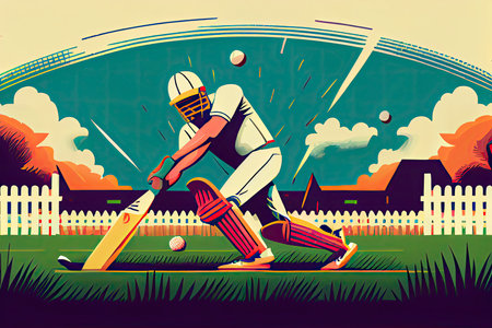 batsman playing cricket championship sports.Generative AIの素材