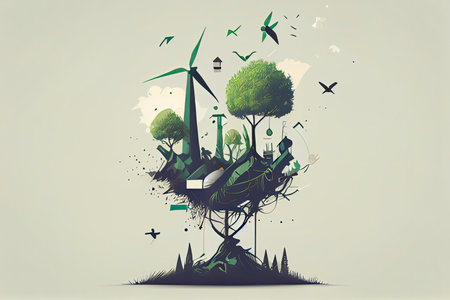 minimalistic vector eco concept.Generative AIの素材
