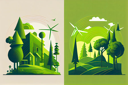 minimalistic vector eco concept.Generative AIの素材
