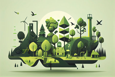 minimalistic vector eco concept.Generative AIの素材