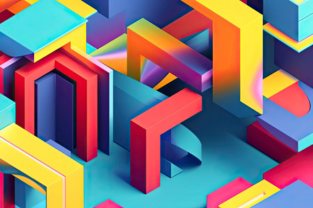 Isometric impossible colorful shapes. Abstract geometric background.Generative AIの素材