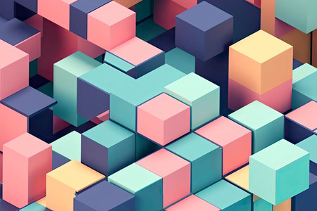 Isometric impossible colorful shapes. Abstract geometric background.Generative AIの素材