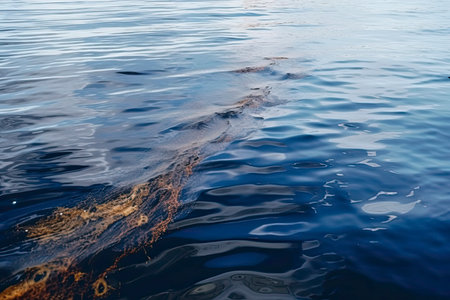 Oil leak from Ship , Oil spill pollution polluted water surface. water pollution as a result of human activities.Generative AIの素材