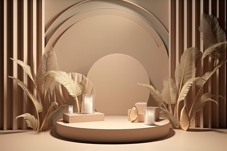 3D rendering platform podium with decoration product presentation background.Generative AIの素材