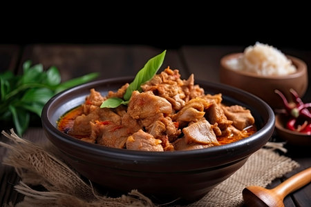 Dried red pork coconut curry (Panaeng) : Famous Thai food.Generative AIの素材