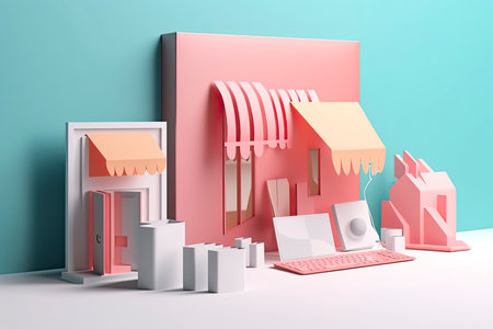 Online shopping concept, Consumer choose and buy items on Ecommerce marketplace on computer screen.Generative AIの素材