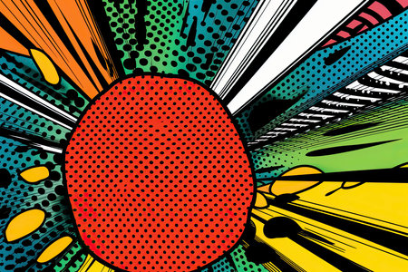 Pop art comic zoom background with lines, glow and speech bubble. Vector Illustration.Generative AIの素材