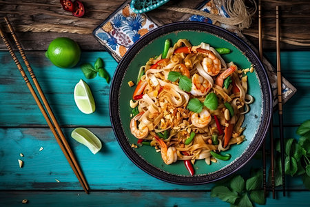 Pad Thai. Famous Thailand food.Generative AIの素材