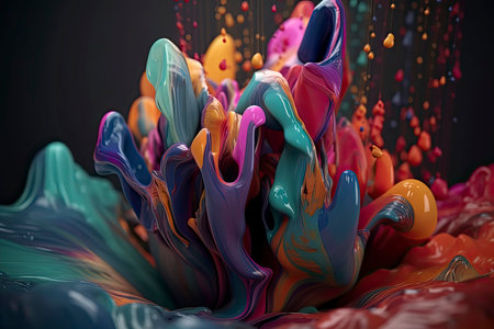 3D Liquid Colorful Paint Background.Generative AIの素材