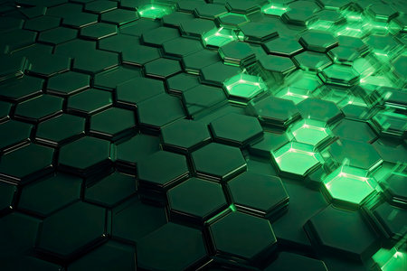 Abstract futuristic surface concept with hexagons. Trendy sci-fi technology background.Generative AIの素材
