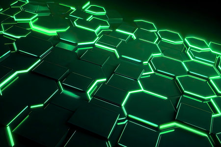Abstract futuristic surface concept with hexagons. Trendy sci-fi technology background.Generative AIの素材