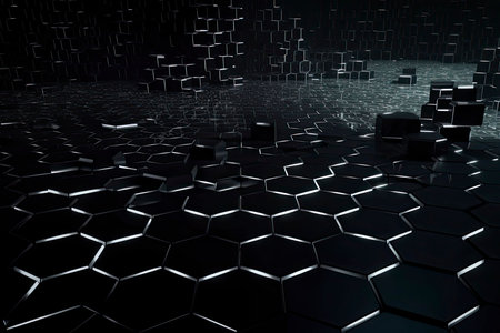 Abstract futuristic surface concept with hexagons. Trendy sci-fi technology background.Generative AIの素材