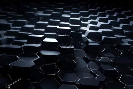 Abstract futuristic surface concept with hexagons. Trendy sci-fi technology background.Generative AIの素材