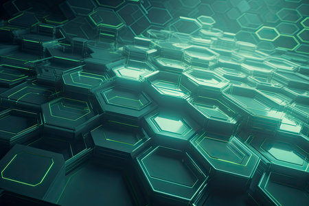 Abstract futuristic surface concept with hexagons. Trendy sci-fi technology background.Generative AIの素材