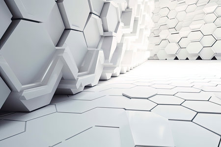 Abstract futuristic surface concept with hexagons. Trendy sci-fi technology background.Generative AIの素材