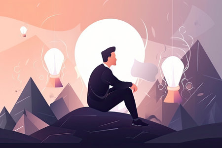 Businessman working and creative idea Innovation. Concept illustration.Generative AIの素材