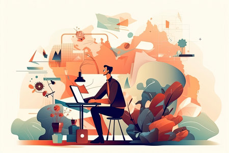 Businessman working and creative idea Innovation. Concept illustration.Generative AIの素材