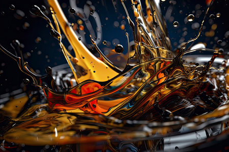 Oil splashes close-up.Generative AIの素材