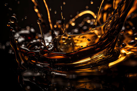 Oil splashes close-up.Generative AIの素材