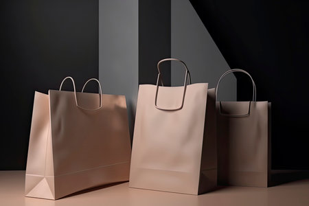 3D rendering shopping paper bag model, shopping concept, illustration design.Generative AIの素材