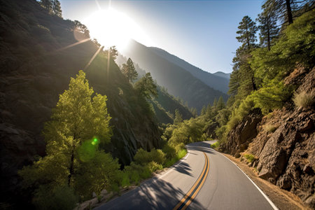 Wonderful views of the hills at sunny day. Generative AIの素材