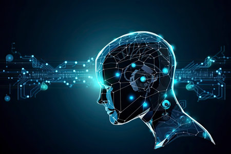 robot with big data of brain and high technology.Generative AIの素材