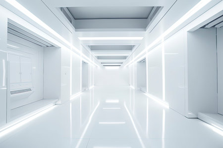 White Futuristic empty room.Generative AIの素材