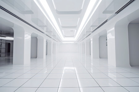 White Futuristic empty room.Generative AIの素材