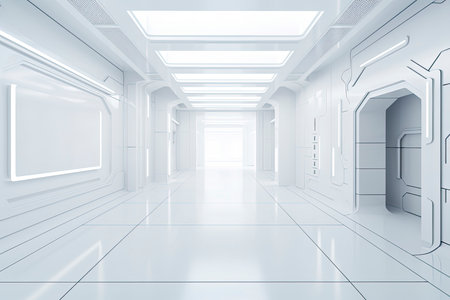 White Futuristic empty room.Generative AIの素材