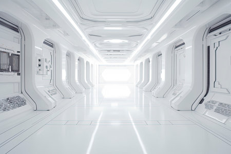 White Futuristic empty room.Generative AIの素材