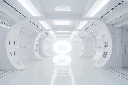 White Futuristic empty room.Generative AIの素材