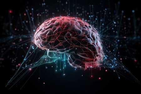 Artificial Intelligence digital concept with abstract brains.Generative AIの素材