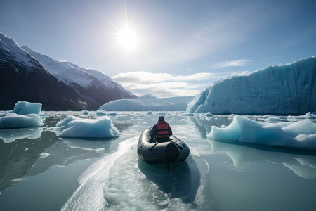 Adventure on the icy waters of Alaska.Generative AIの素材