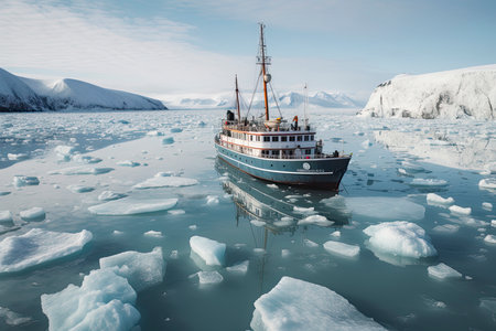 Adventure on the icy waters of Alaska.Generative AIの素材