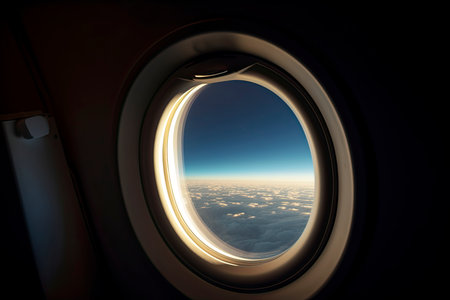 Airplane Window Porthole.Generative AIの素材