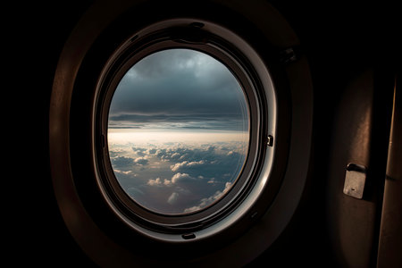 Airplane Window Porthole.Generative AIの素材
