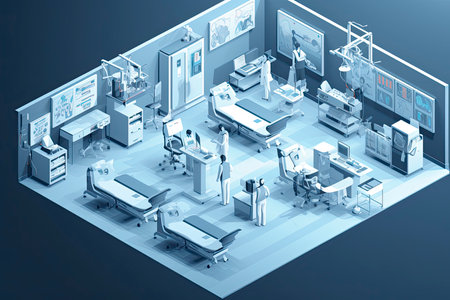 Isometric Equipment and Medical Devices in Modern Operating Room.Generative AIの素材