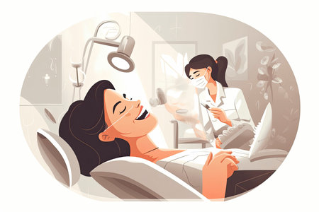 Teeth examination and dentistry checkup concept. Dentist woman holding instruments.Generative AIの素材