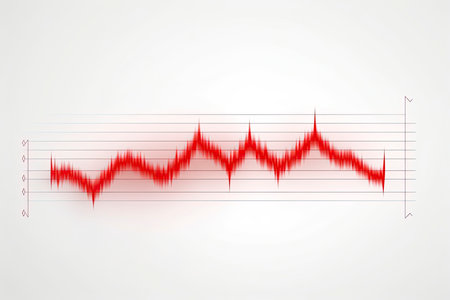 Red heart with white pulse line on white background. Heart pulse, heartbeat lone.Generative AIの素材