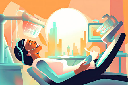 Teeth examination and dentistry checkup concept. Dentist woman holding instruments.Generative AIの素材