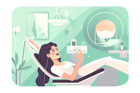 Teeth examination and dentistry checkup concept. Dentist woman holding instruments.Generative AIの素材