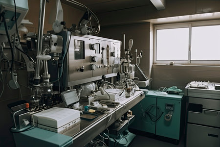 Modern equipment in operating room. Medical devices for neurosurgery.Generative AIの素材