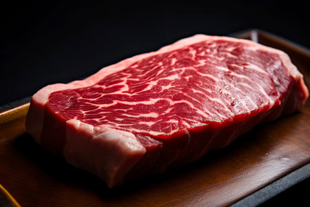 Raw Japanese beef sirloin steak.Generative AIの素材