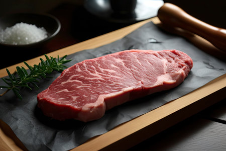 Raw Japanese beef sirloin steak.Generative AIの素材
